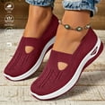 thumbnail image 1 of XDDLITP Women's Woven Orthopedic Breathable Soft Shoes Slip On Arch Support Walking Flying Sneakers Diabetic Foam Walking Shoes,Wine 42(US-9.5), 1 of 8