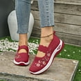 thumbnail image 1 of XDDLITP Women's Woven Orthopedic Breathable Soft Sole Shoes Go Walking Slip On Casual Comfortable Diabetic Sneaker,Red 37(US-6.5), 1 of 5