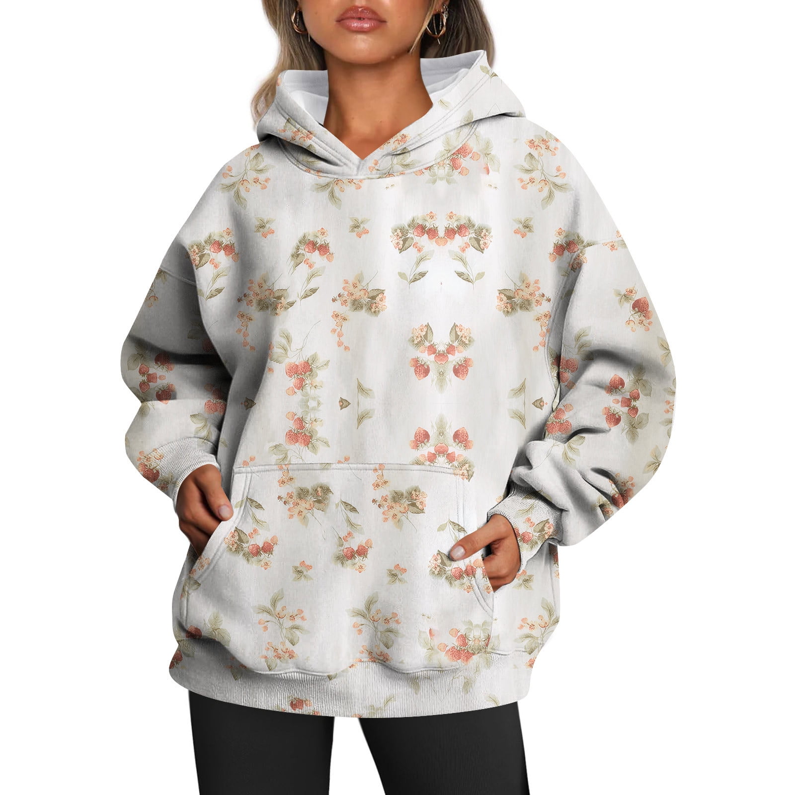 XDDLITP Women's Camo Hoodies Maple-Leaf Print Drop Shoulder XDDLITP Women's Camo Hoodies Maple-Leaf Print Drop Shoulder