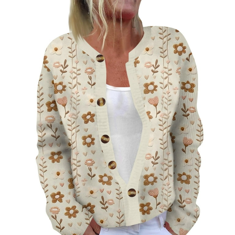 Aesthetic Patterned Long Cardigan XDDLITP Y2k Flower Print