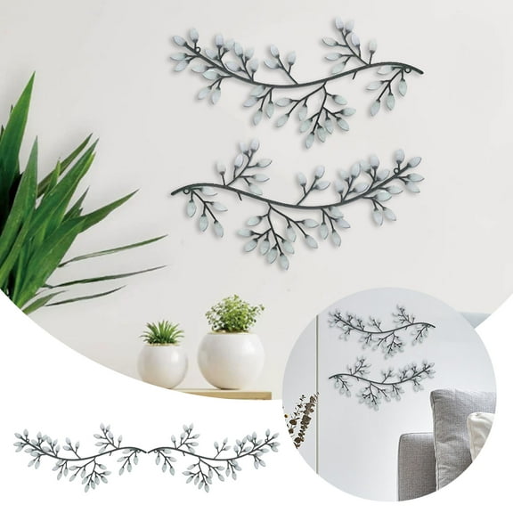 XDDST 1 Pair Metal Tree Leaf Wall Decor Vine Olive Branch Art Wrought Scroll Sculptures Above The Bed Living Room Outdoor Decoration
