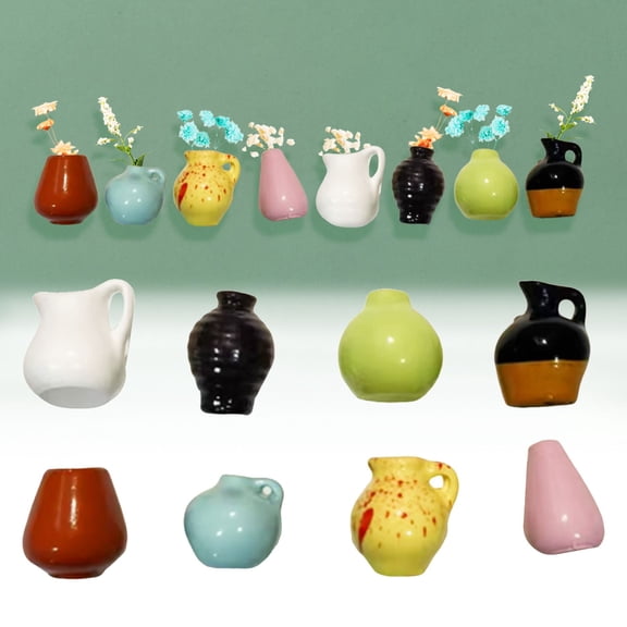 XDDST 14Pcs Mini Vase MagneticVase Refrigerator Sticker Ceramic Vase Set Refrigerator Sticker 3D Flower Vase for Fridge Kitchen Decoration Gift(No Flowers)