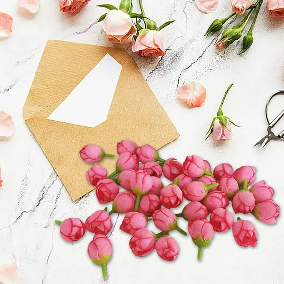 XDDST 200Pcs FauxFlower Heads Small SilkArtificial Flower DIY Rose Buds Flowers Craft Supplies for Wedding Bracelet Bridal Headdress Wreath Graduation Season Party Home Decor