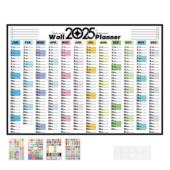 XDDST 2025 Wall Calendar with Stickers 29" x 21" 12 Month Large Yearly Wall Hanging Calenda Thick Paper Calendar 12 Month Annual Wall Planner for Wall Office Fridge