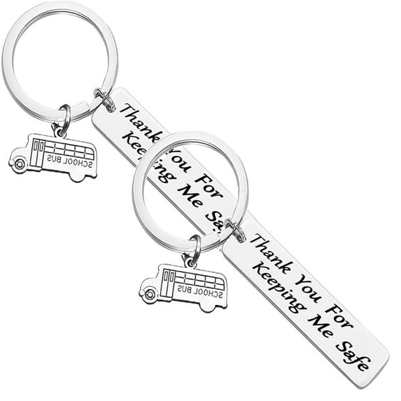XDDST 2PCS Bus Keychain Bus Driver Appreciation Gift Thank You For Keeping Me School Bus Driver Keychain Thank You Jewelry Gifts Keyring For Driver