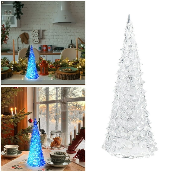 XDDST 8.66 Inch Acrylic Christmas Tree Lamp Enchanted Light Up Blue Lights Christmas Tree with Lights for Room Table Decor