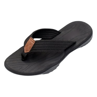 XDDST Black Man Slippers Men Summer Casual Outside Wear Beach Non Slip Breathable Flip Flops Clip Toes Big Size Flat Bottom Slippers Sandals