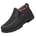 thumbnail image 1 of XDDST Black Mens Walking Shoes Slip On Fashion Winter Men Snow Boots Round Toe and Thick Bottom Slip On Solid Color Plush Warm and Comfortable, 1 of 9