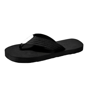 XDDST Black Mens Work Slippers Summer Men's Korean Slippers Slip Knitted Strap Slippers Beach Flip Flop