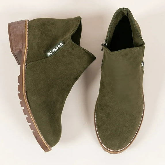 XDDST Booties for Women Ankle-High Flat Fashion Women Low Ankle Trim Round Toe Ankle Leather Boots Casual and Ladies Shoes Leisure