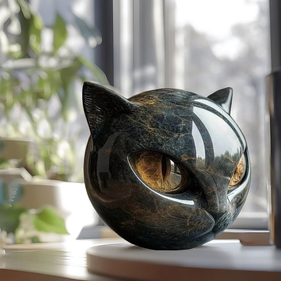 XDDST Cat Stone Statue Elegant Home Decor & Gift Artwork Hand Carved with Stone Mini Cat Souvenir