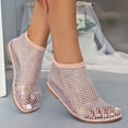 thumbnail image 1 of XDDST Comfortable Mesh For Women Fishnet Sandals Low Heel Slip On Rhinestone Shoes, 1 of 7