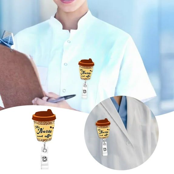 XDDST Cute Badge Reel 6pcs Funny Nursing ID Card Glitter Holder Retractable Name Tag