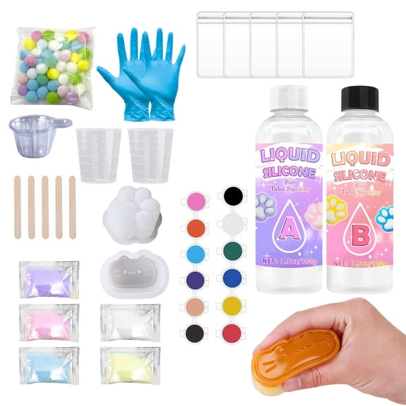 XDDST DIY S-lime Making Kit for Girls Boys Rubber Kit Flocking Powder Stress Entertainment DIY Handmade FidgetSqueeze Toys Anxiety Reduce