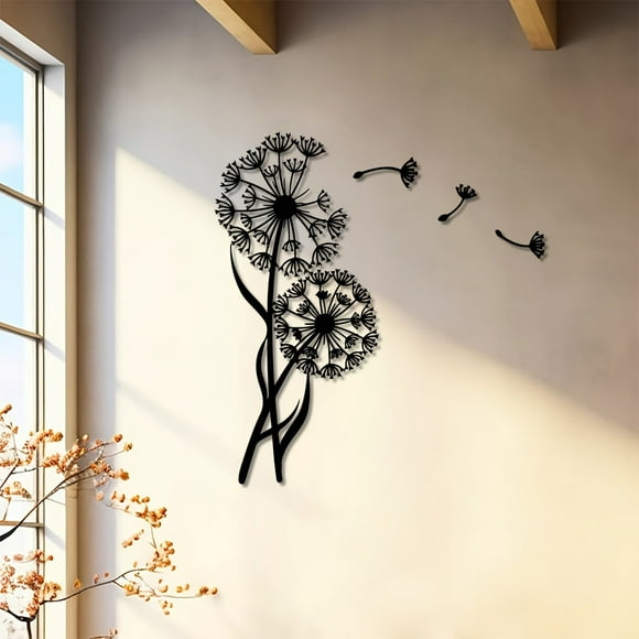 XDDST Dandelion Metal Wall Stickers Attractive Flying Flowers Wall Decals Removable Wall DÃ©cor DIY Art Mural Wall Decoration for Bedroom Living Room Sofa Backdrop Classroom(Black)