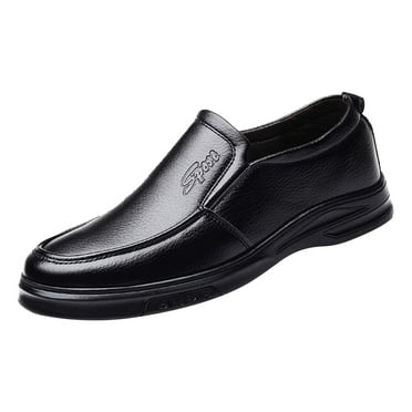 XDDST Dress Sneakers for Men Fashion Men's Breathable Comfortable Business Slip On Work Leisure Solid Color Leather Shoes