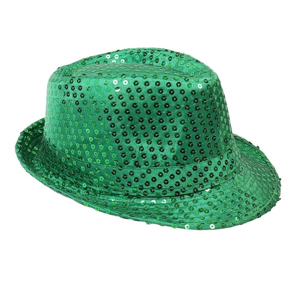 XDDST Dress Up Party Top Hats for Adults St. Patrick's Day Irish Green Top Hat Cowboy Plush Hat with Sequin