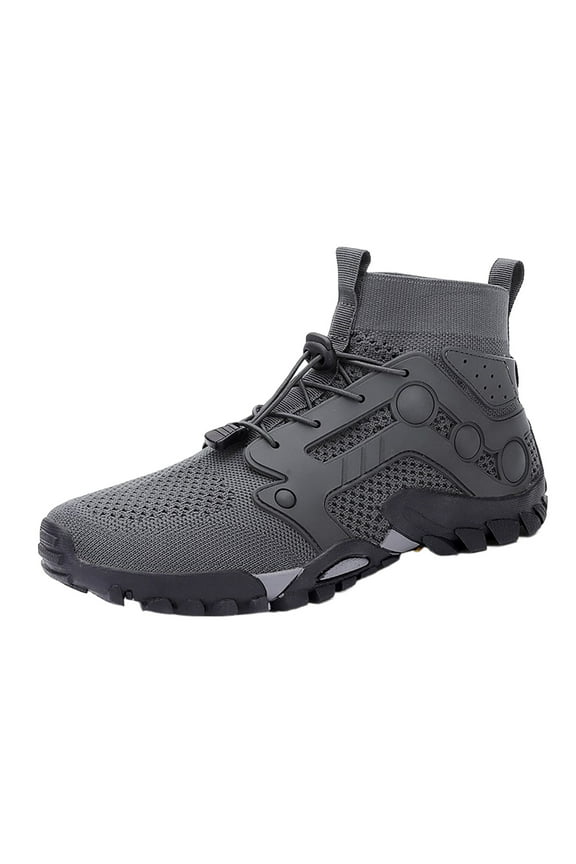 Gray Men Sneakers Outdoor Hiking Shoes Men Non Slip Hiking Work Clothes Sports Shoes Swimming Wading Off Road and River Tracing Shoes