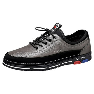 XDDST Gray Shoes for Men Fashion Style Men's Flock Non Slip Breathable Comfortable Business Lace Up Leisure Solid Color Leather Shoes