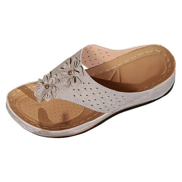 XDDST Grey Flip Flops Sandals for Women 2024 Flip Flops Floral Platform Slippers Large Size Casual Women's Rubber Sandals Flip Flops Lady Sandals Women Slippers