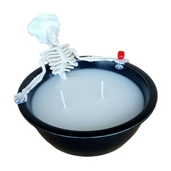 XDDST Halloween Bathing Skeleton Candle Summer Decor De Los Muertos Skeleton Bath Gothic Decor Box Cozy Skeleton Bathing with A Red Glass Halloween Decorations Indoor