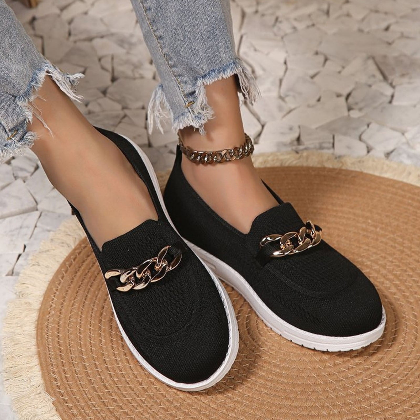 XDDST Large Size Women's Casual Shoes Flat Women's Fashionable and