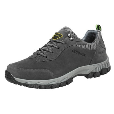 XDDST Plus Size Gray Slip On Shoes Men Sports Shoes Fashionable New Pattern Solid Color Simple Thick Sole Flat Bottom Comfortable Lace Up Mountaineering Shoes