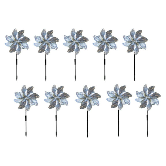 XDDST Reflective Garden Pinwheels 3/5/10pack Sparkly Silver Blind Birds Pin Wheel for Yard and Garden,Scare Birds WindSpinner(Silver)