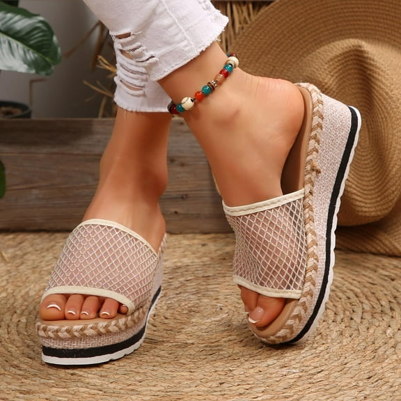 XDDST Sandals Women Dressy Summer Women's Espadrilles Wedge Sandals Platform Slip On Slide Sandals Open Toe Bohemia Mules Summer Beach Casual Heels Sandals