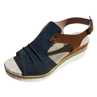 XDDST Sandals for Women 2024 Wedge 222Women Open Toe Slingback Sandals Vacation Bohemian Shoes Wedge Sandals