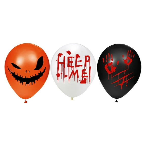 XDDST Scary Halloween Decorations 12 Inch18 Pcs Carnival Party Decoration Balloon Set Latex Balloon with Orange White Black Each Color 6 Pcs Halloween Party