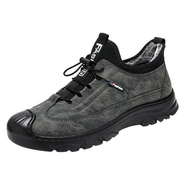 XDDST Sneakers for Men Fashion Autumn and Winter Men Snow Boots Flat Non Slip Plush Warm and Comfortable Elastic Lace Up Solid Color Winter Warm Shoes Fuzzy