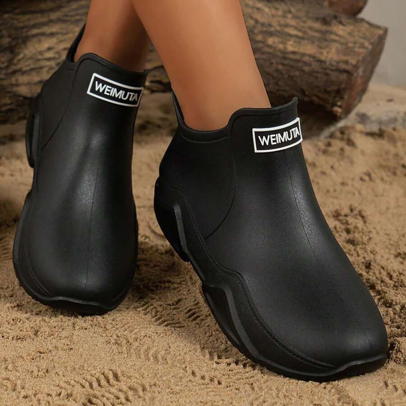 ★CARLYN★ Rain BLACKH74103020 H74103020B XDDST Women Boots Ankle-High Flat Water Shoes for Women