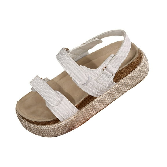 XDDST Women Dress Sandals Women's Raffia Platform Wedge Sandals Open Toe Slingback Sandals Adjustable Double Strap Beach Sandals
