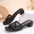 thumbnail image 1 of XDDST Women's Square Open Toe Heels Mesh Sandals Low Block Sandals Square Toes And Thick Heels Slip on Mules Comfortable, 1 of 6