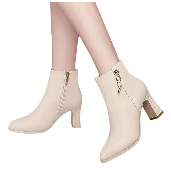 XDDST Womens Dressy Sandals Women Dressy Ankle Booties Heel Fashion Boots with Zip