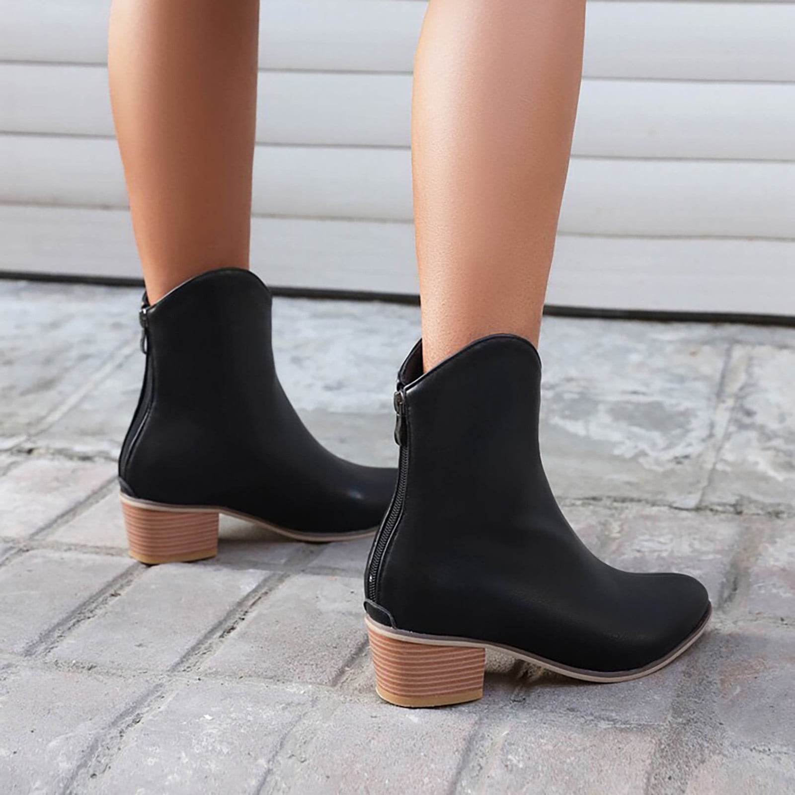 XDDST Womens Fall Boots Ankle-High Medium Heel New Female Korean