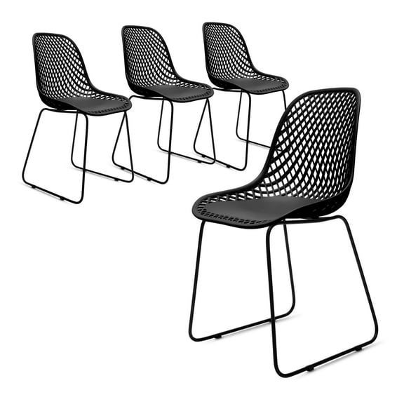 XDECO Dining Chair Set of 4, Commercial Modern Side Chair with Metal Legs for Outdoor/Indoor,Restaurant,Kitchen, Black
