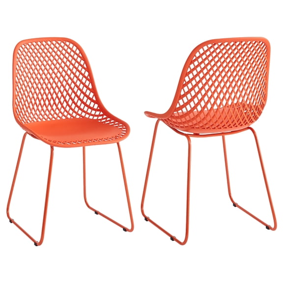 XDECO Modern Dining Chair Set of 2, Commercial Stable Side Chair with Metal Legs for Outdoor/Indoor,Restaurant,Kitchen, Red
