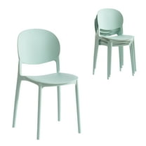 XDECO Modern Stackable Dining Chair Set of 4, Simple Dining Side Chair with Anti-slip Pads for Indoor, Outdoor, Courtyard and Home, Ice Blue