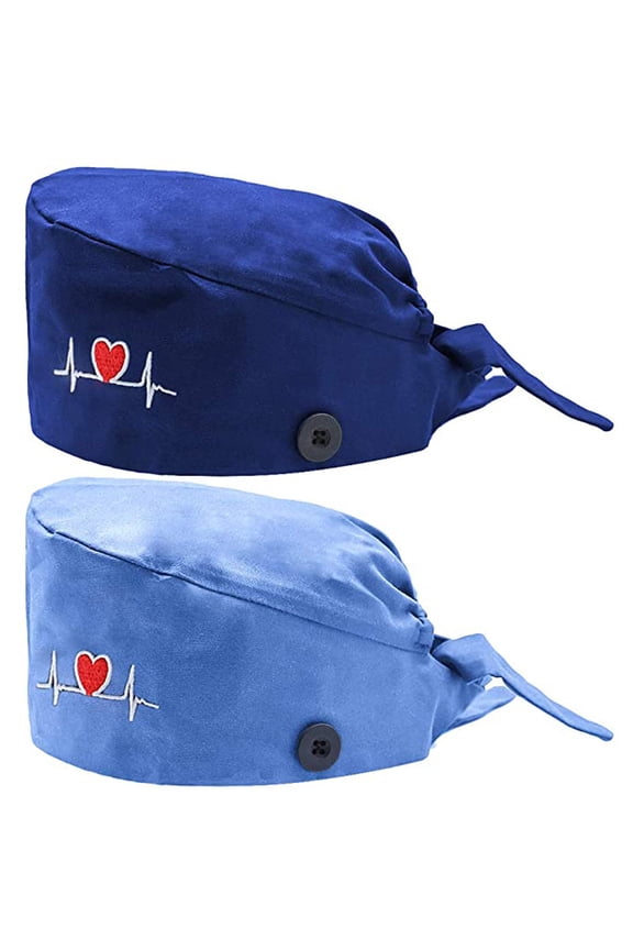 Baseball Caps Sun Hats For Women 2PC Printed Button Work Casual Unisex Scrub Cap Multicolor