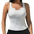 thumbnail image 1 of XDIAHBPL Camisole Tops For Women Sleeveless Cotton Tank Top Form Fitting Neck Ribbed Knit Basic Shirts Tank Tops, 1 of 6