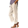 thumbnail image 1 of XDIAHBPL Casual Pants For Women Womens Pants Cotton And Linen Loose Simple Fashionable Straight Leg Pants, 1 of 7