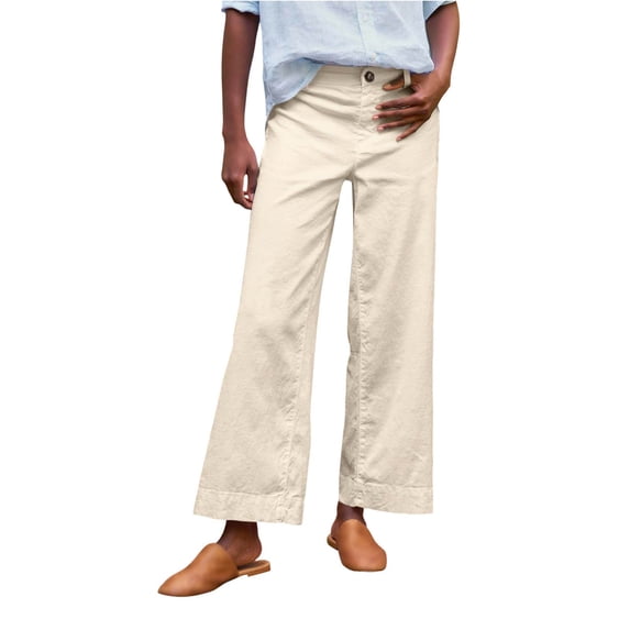 XDIAHBPL Casual Pants For Women Womens Pants Daily Elastic Waist Pockets Straight Solid Color Loose Long Trousers