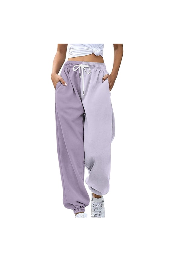 Casual Pants For Women Womens Pants Fashion Loose Breathable Color Blocking Gradient Side Pockets Leg Opening Drawstring Seasonal