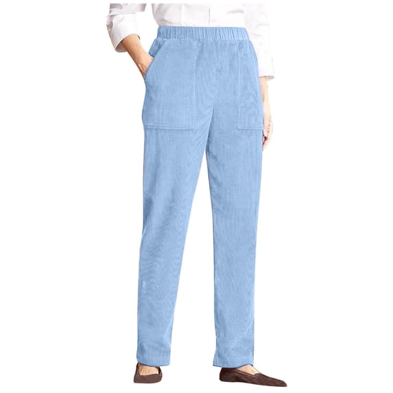 XDIAHBPL Casual Pants For Women Womens Pants Fashion Solid Color Elastic Waist Straight