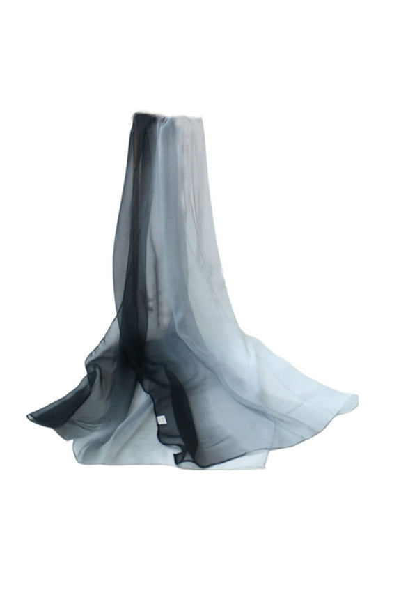 Scarf For Women Long Chiffon Silky Gradient Color Wrap Black