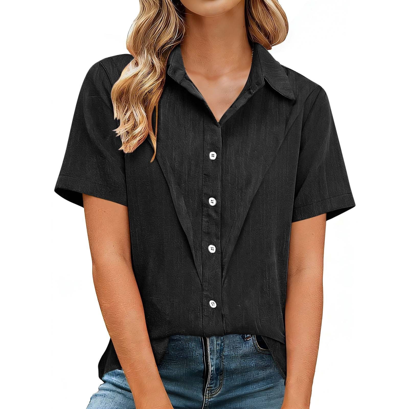 XDIAHBPL Shirts For Women Casual Fashion Black Womens Tops Daily Linen — free download