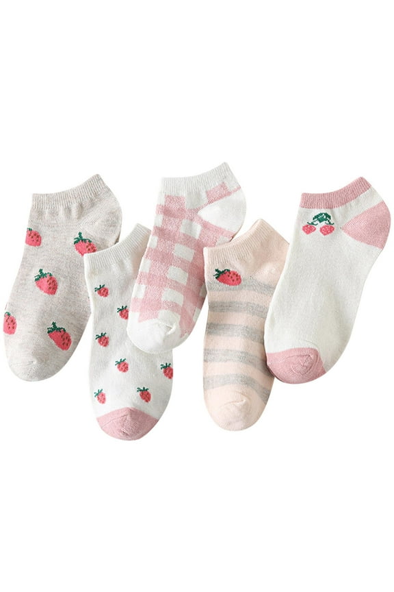 Socks For Women Sock Checkered Strawberry Cute Summer New Pattern Comfortable Red