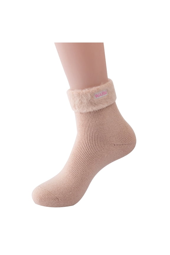 Socks For Women Winter Solid Color Knitting Plush Warm Home Ski Moon Multicolor